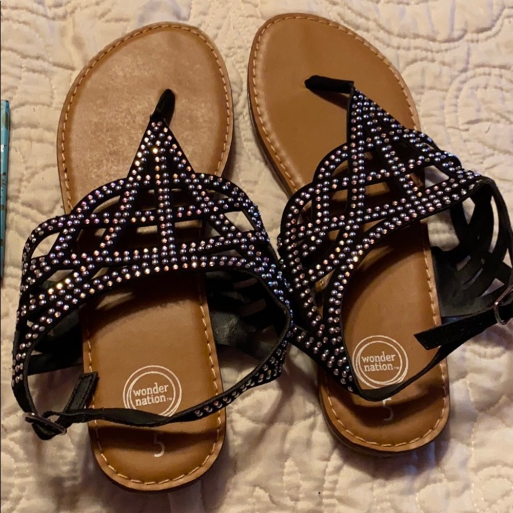 Black never worn brand new rhinestone sandals